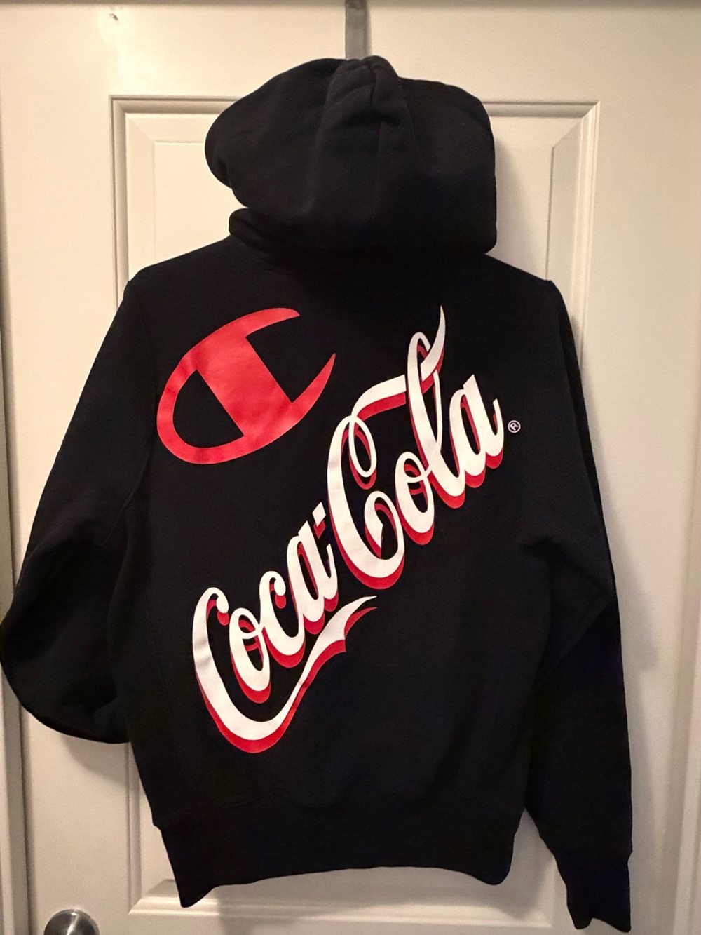 Coca-Cola Black Hoodie with Red & White Script Back Graphic
